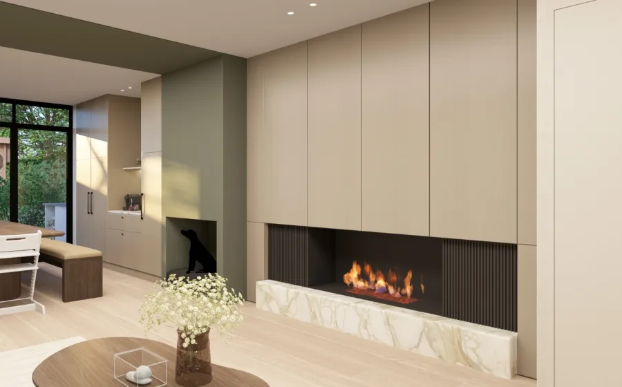 3D-ontwerp van botanische groene woonkamer