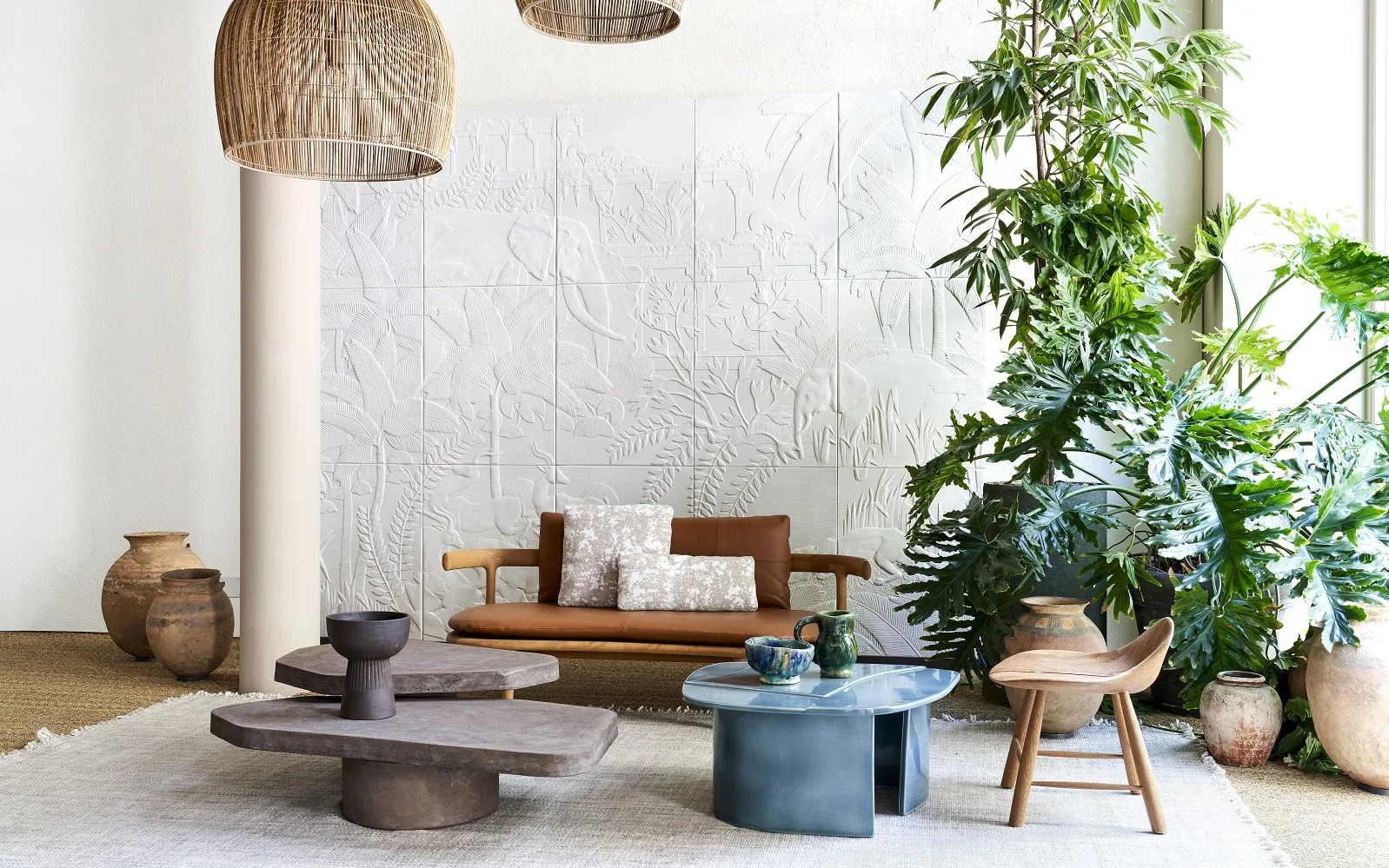 Wit Arte behang in de zithoek