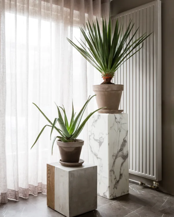 Beige vitrages ton-sur-ton kleuren