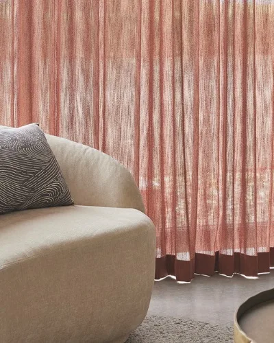 Gordijnen Vitrage Eijffinger Mist Rood Roze