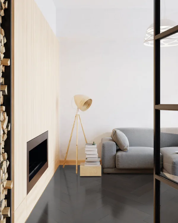 Therdex - Zwarte visgraat pvc-vloer