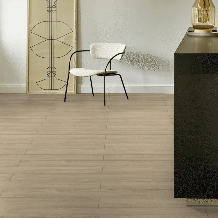 Lichte moduleo pvc vloer in zithoek