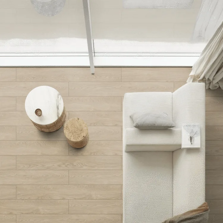 Lichte moduleo pvc vloer in woonkamer